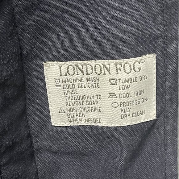 London Fog Mens Trench Coat Medium Regular Blue Black Button-Up Coat With Lining - Picture 4 of 9